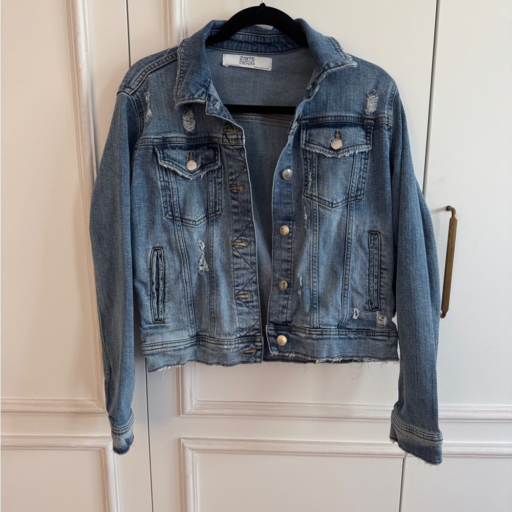 Zara Blue Distressed Jean Jacket